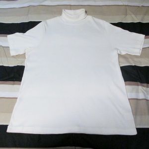 Lightweight, short sleeve, ribbed, turtleneck Top